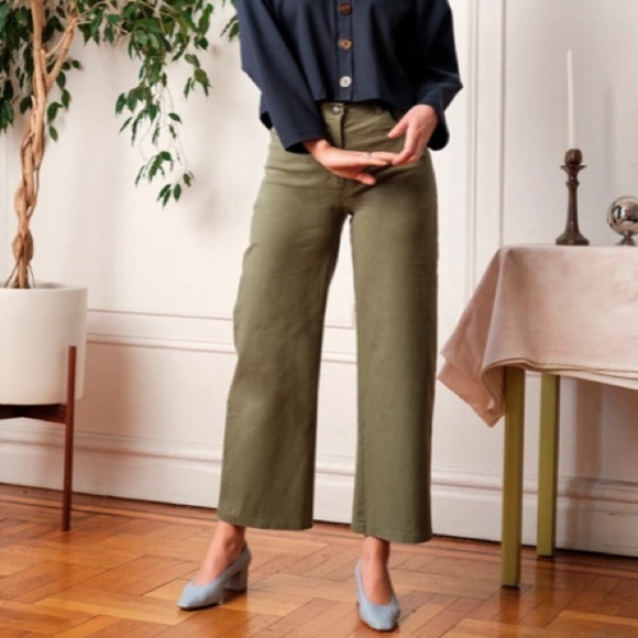 a new day Pants - A new day Olive Green High Rise Wide Leg Crop Pant